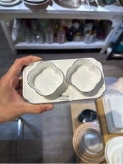 Set 2 gia vị hoa trắng viền bạc