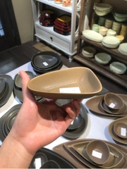 Dĩa Oval 13x9cm màu nâu trổ (matte)