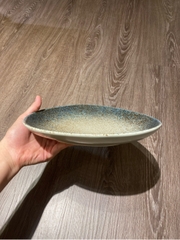Dĩa tam giác 24x23cm xanh ngọc mattte lòng phun hạt (HĐ)