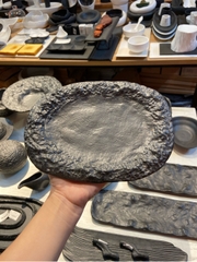 Đĩa oval 9inch đen méo C252