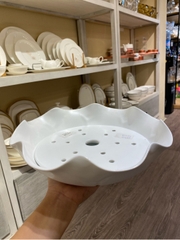 Bát hoa đá khói 11.25inch trắng