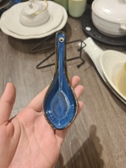 Muỗng cơm 13cm xanh viền nâu