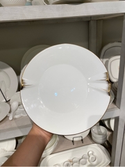 Đĩa nông 8.5inch trắng viền vàng