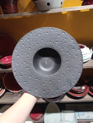 Đĩa soup đen matte chấm bi 10.25inch