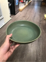 Dĩa sâu 23x5.2cm xanh lá đậm trổ (matte)