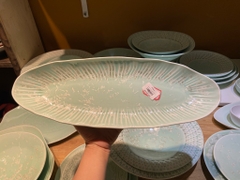 Đĩa dài 16inch xanh khảm