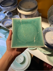 Đĩa vuông 14cm xanh ngọc