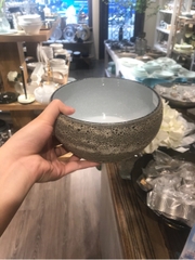 Tô tròn dầy 18 x 8.5 cm màu đen lòng xám phun san hô