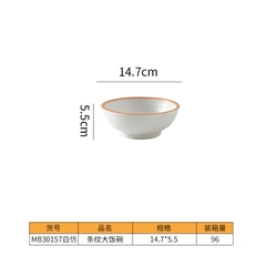 Bát Đĩa Melamine Trắng Viền Cam