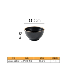 Bát Đĩa Phíp Melamine Đen Viền Cam