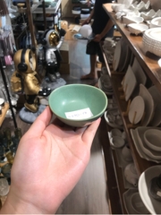 Chén chấm 9x3cm xanh lá đậm trổ (matte)