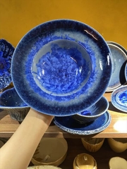 Đĩa soup 22cm hoa xanh