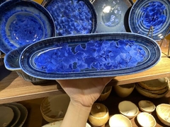 Đĩa dài 30.5*10cm hoa xanh