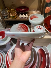 Đĩa có chân viền hoa 10inch Trăng Đỏ