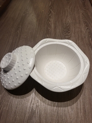 Thố cá nhân sen + nắp 21cm tuyết trắng