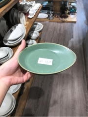 Dĩa 16x12cm xanh lá đậm trổ (matte)