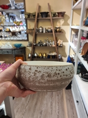 Tô tròn dầy 25 x 9.5 cm sọc ngang nâu phun san hô