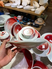 Đĩa Sâu Viền Lá 10inch Trăng Đỏ