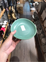 Dĩa 15cm xanh lá đậm trổ (matte)