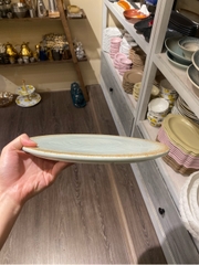 Dĩa bằng 30.5cm xanh ngọc matte viền nâu (MÀU MỚI)