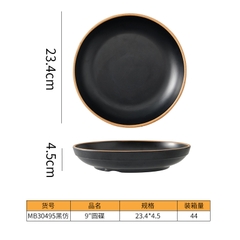 Bát Đĩa Phíp Melamine Đen Viền Cam