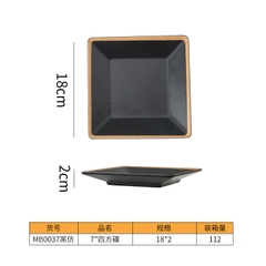 Bát Đĩa Phíp Melamine Đen Viền Cam