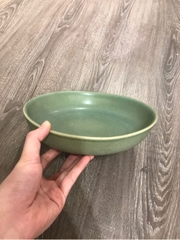 Dĩa sâu 23x5.2cm xanh lá đậm trổ (matte)
