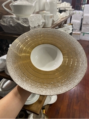 Đĩa soup 28cm nhũ vàng