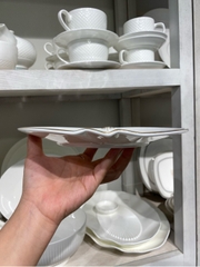 Đĩa nông 8.5inch trắng viền vàng