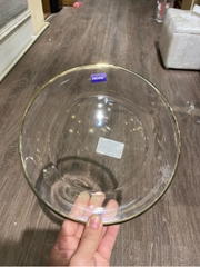 Đĩa thuỷ tinh trong viền vàng 21cm