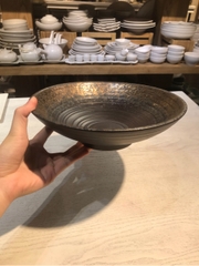 Tô 25x8cm đen phun Vành nâu đồng