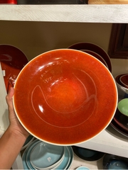 Đĩa soup 10.5 đỏ viền trắng