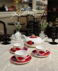 Bộ Trà Hoa Đỏ 6 Chén