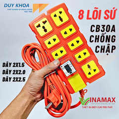 Ổ cắm điện 8 lỗ lõi sứ Vinamax CB30A 5500W | Bếp từ, máy giặt, nồi lẩu