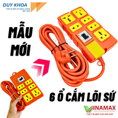Ổ cắm điện 6 lỗ lõi sứ CB30A Vinamax | Dùng nồi lẩu, bếp từ, sạc xe điện