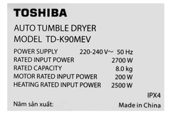 Máy Sấy Ngưng Tụ Toshiba 8 Kg TD-K90MEV (SK)