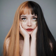 [TS59] Tóc Giả Thẳng Dài 2 Màu Đen Vàng