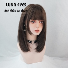 [WL38] Tóc Giả Cụp Lửng Màu Socola Mái Hime