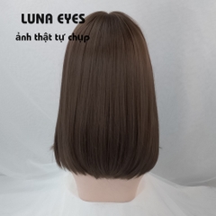 [WL38] Tóc Giả Cụp Lửng Màu Socola Mái Hime