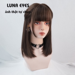 [WL38] Tóc Giả Cụp Lửng Màu Socola Mái Hime