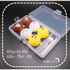 Khay Đựng Lens 3 Đôi Hình Thú + dụng cụ đeo