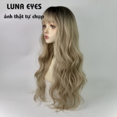 [JG165] Tóc Giả Xoăn Dài Màu Vàng Tây & Chân Tóc Đen