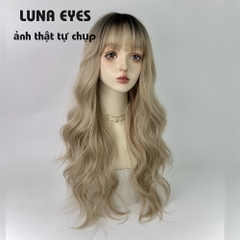 [JG165] Tóc Giả Xoăn Dài Màu Vàng Tây & Chân Tóc Đen