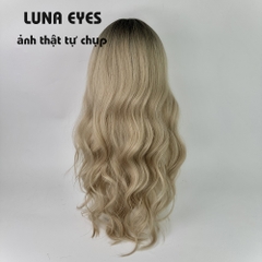 [JG165] Tóc Giả Xoăn Dài Màu Vàng Tây & Chân Tóc Đen