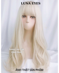 Tóc Giả Xoăn Dài Màu Vàng Be Sáng Cao Cấp