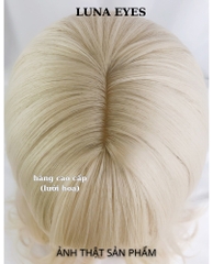 Tóc Giả Xoăn Dài Màu Vàng Be Sáng Cao Cấp