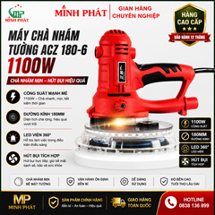 Máy Chà Tường Sơn Nước ACZ 180-6 1100W 180mm Chà Nhám Hút Bụi Tường Có Đèn Led Minh Phát