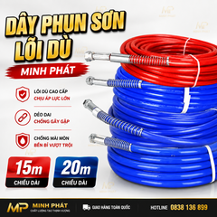 Dây Phun Sơn Công Nghiệp Áp Lực 1/4 Ren 13mm 15m 20m Minh Phát