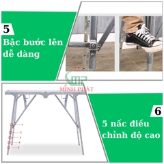 Giàn Giáo Gấp Gọn Thi Công Minh Phát D 1m6 Rộng 25cm Cao 80-120cm, Ghế Xếp Công Trình Xếp Gọn Minh Phá