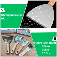 Cây Sủi Cạo Sơn Tường Inox 201 Cán Gỗ Cao Cấp Minh Phát 12.7cm Dày 1.2mm, Sủi Tường Inox 201 Dày 1.2mm